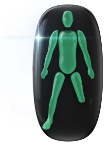 Absence of one lower leg from the knee.