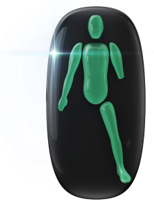 Green LEXI icon indicating movement and coordination areas of the body that are not affected and that also illustrate a missing limb.